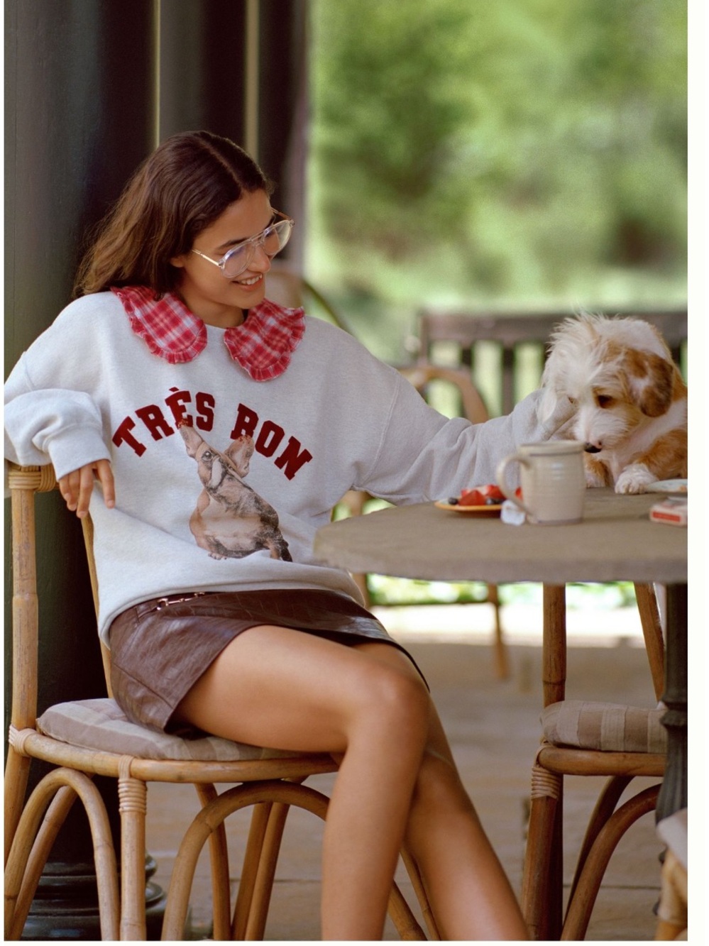Anthropologie Dog Sweatshirt Grey Frenchie